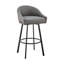 Tabouret de bar en métal noir avec similicuir gris