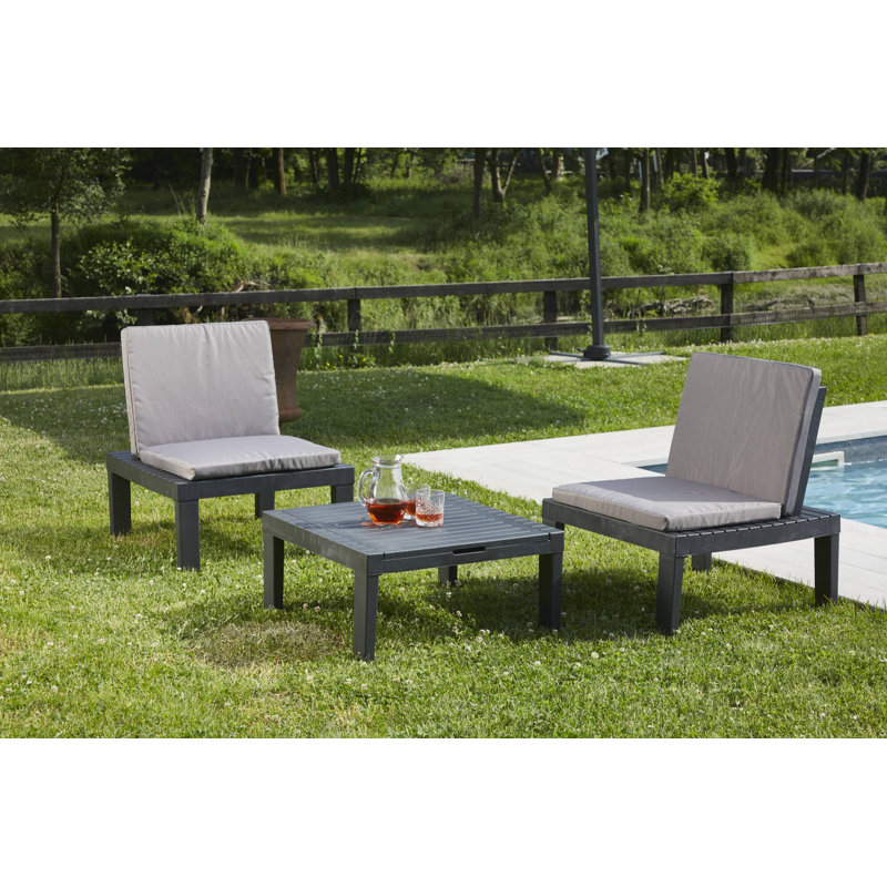 Huxon 2 - Person Patio Dining Set with Square Table , Cushions Included, Antracite