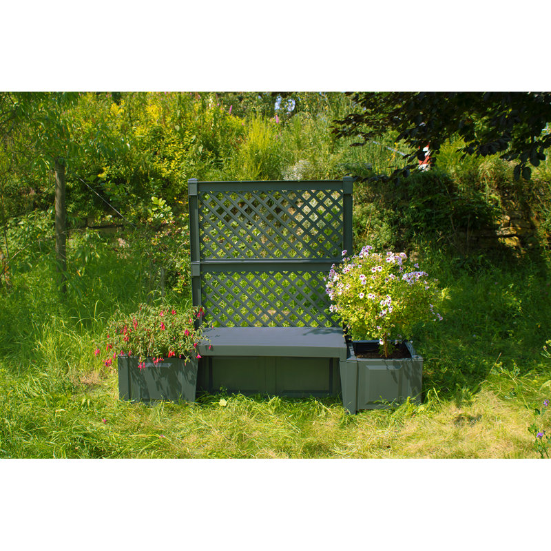 Anjeza Plastic Outdoor Bench, Anthracite