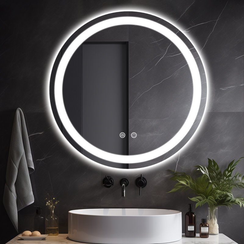 Miroir mural rond anti-buée, 24 po x 24 po
