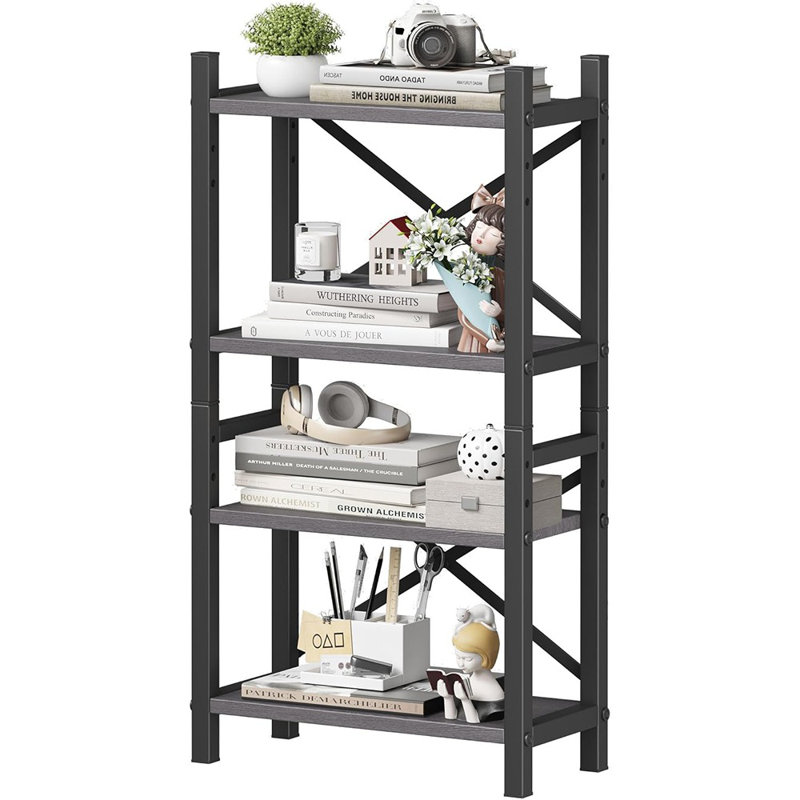 Desktop Bookshelf, 4-Tier Stackable Narrow Desk Bookcase...