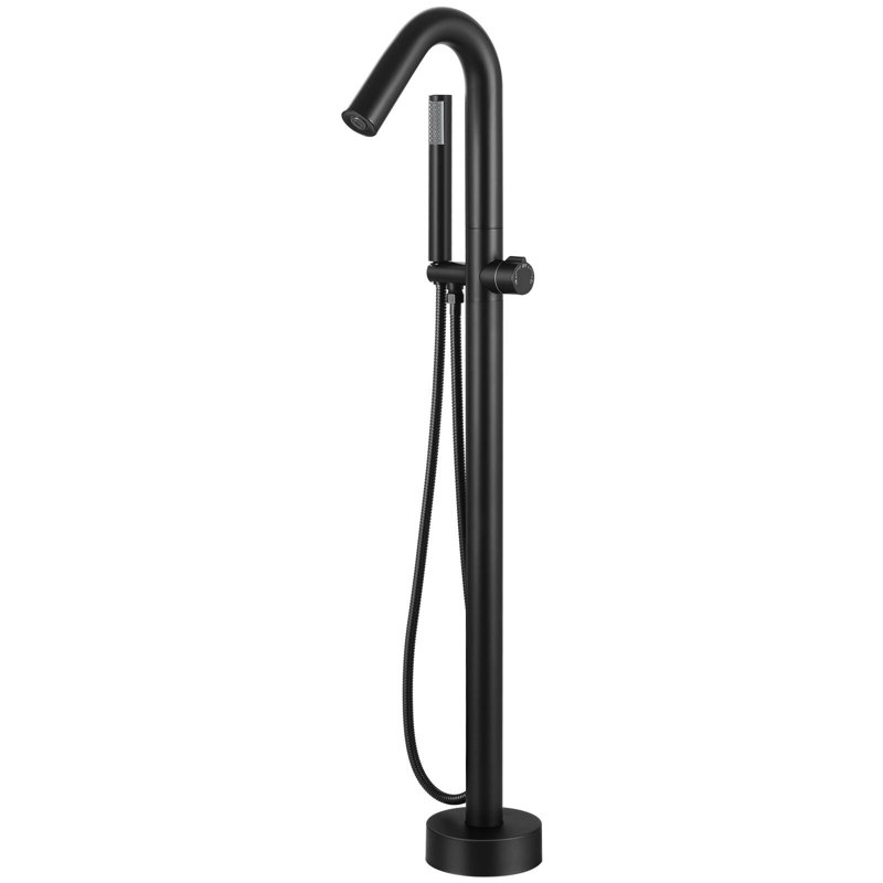 Robinet de baignoire autoportant à fixation au sol, Noir mat