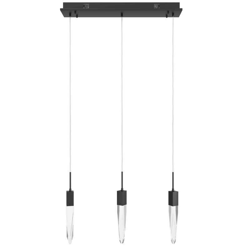 Aspen 3 - Light Pendant, Matte Black, Clear Hand-Carved K9