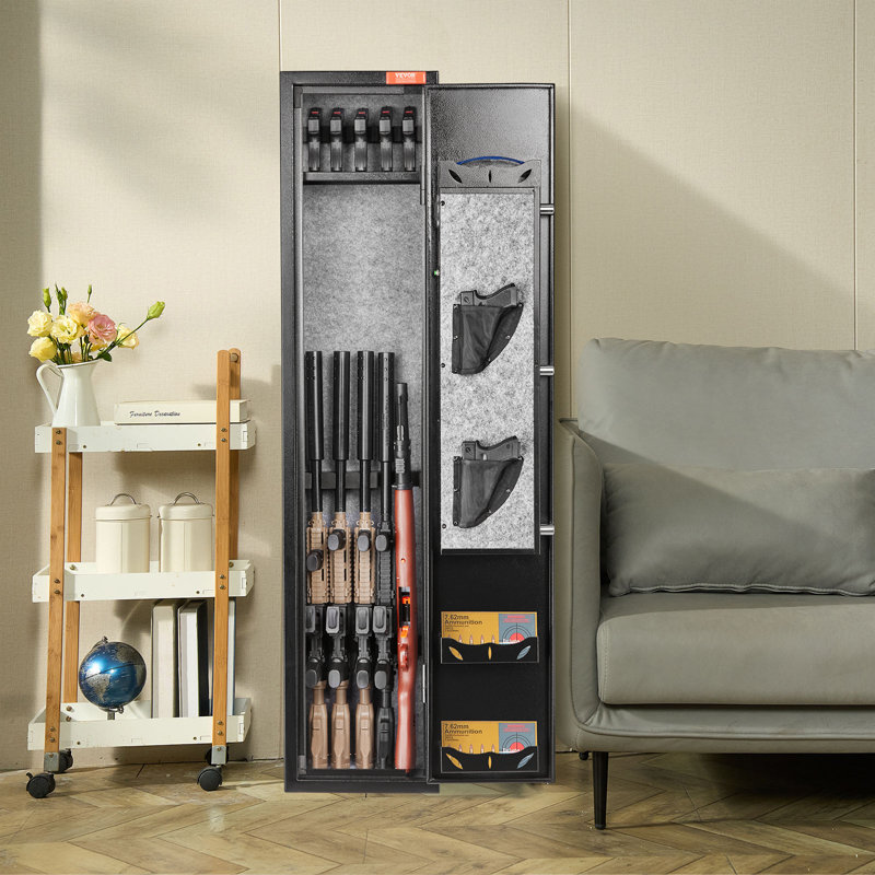 Black Steel Biometric Gun Safe with Fingerprint Lock and LED Light