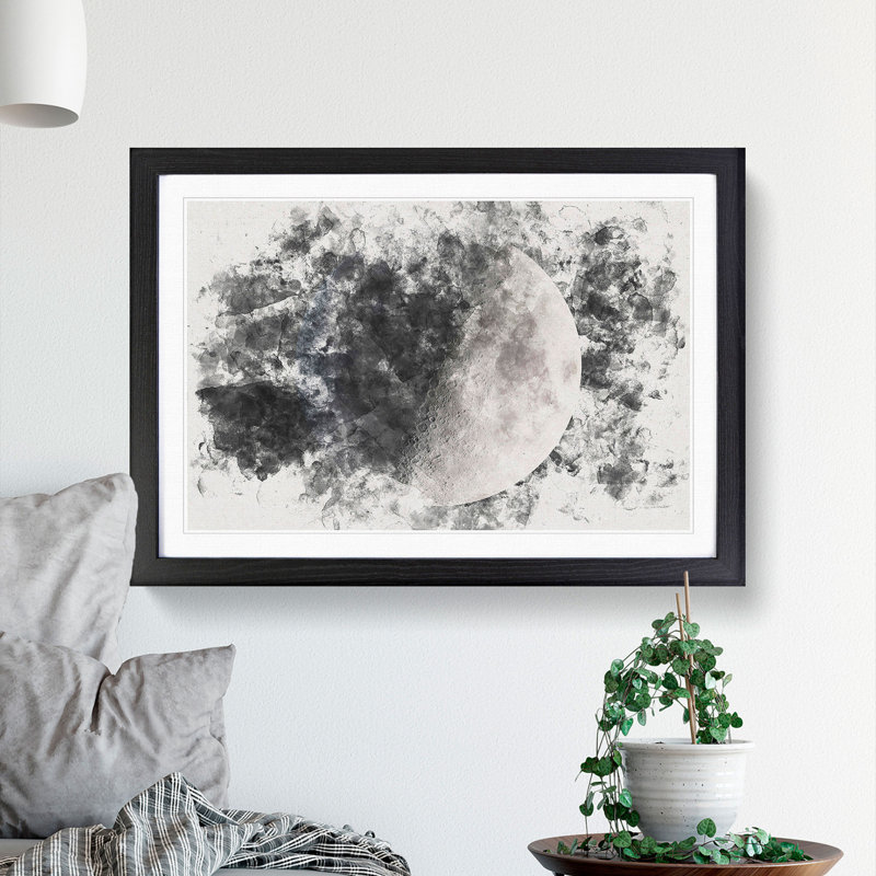 First Quarter of the Moon - Picture Frame Painting, Black Framed, 36cm H x 48cm W x 2cm D