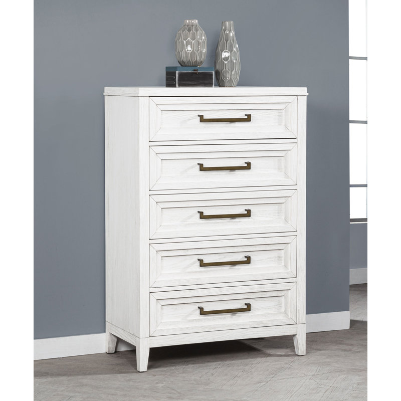 Loane 5-Drawer Bedroom Chest Distressed White
