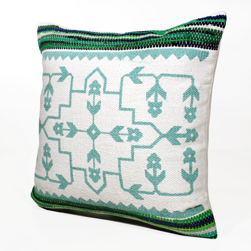 Coussin décoratif en mélange de coton texturé à motif géométrique éclectique, Housse de coussin seulement - sans coussin
