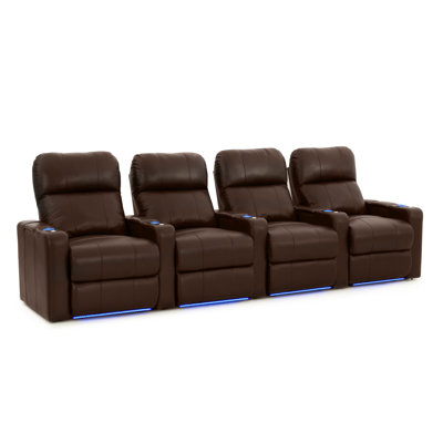 Faux Leather Home Theater Seating with Cup Holder