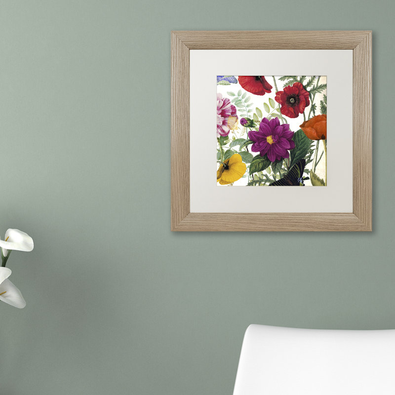 Colorful Floral Acrylic Painting on Canvas with Black Frame