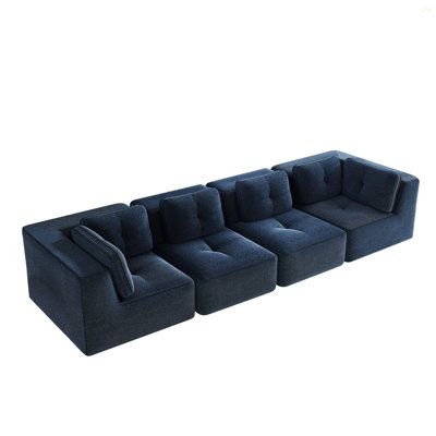 Modern Modular Sectional Sofa For Living Room, Corduroy Fabric, Oversized 4-Seater  With Deep Seat , Pearl-Like Piping, Tufted Design, No Assembly, Anti-Slip Design