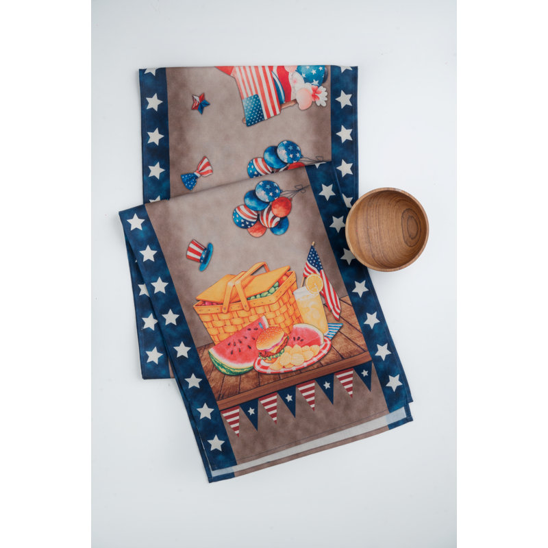 D'Moksha Homes 4Th July Print Table, 90" x 13"