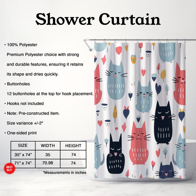 Joyful Haven - Rideau de douche Premium, H 74 po x l 71 po