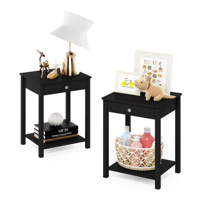 Ensemble de 2 tables d'appoint avec tiroir Montale, chêne noir Montale