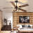 52 Inch Fine Net Caged Ceiling Fans with Lights, Dual Finish 5 Black Walnut Blades Hanging Fan, Rustic Ceiling Fan with Remote APP Control for Farmhouse Indoor/Outdoor Use-909578260