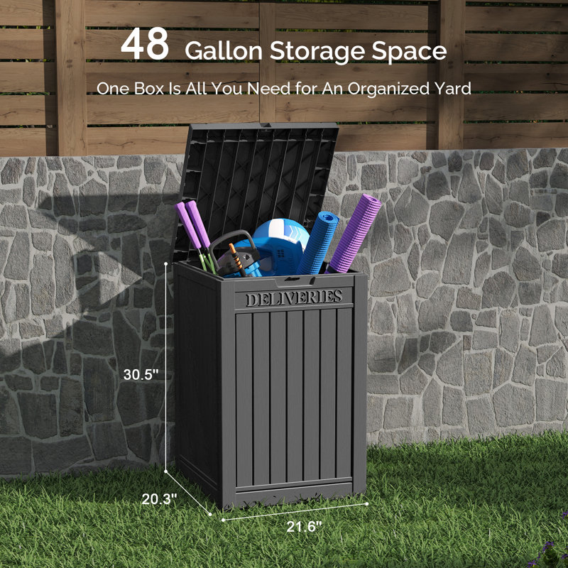Boîte de rangement pour terrasse 48 gallons, Noir