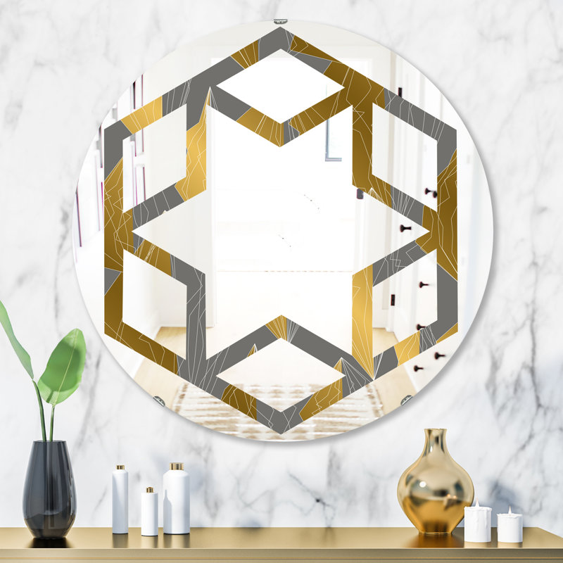 Miroir mural hexagonal étoile à motif polygone, 23,6 po x 23,6 po