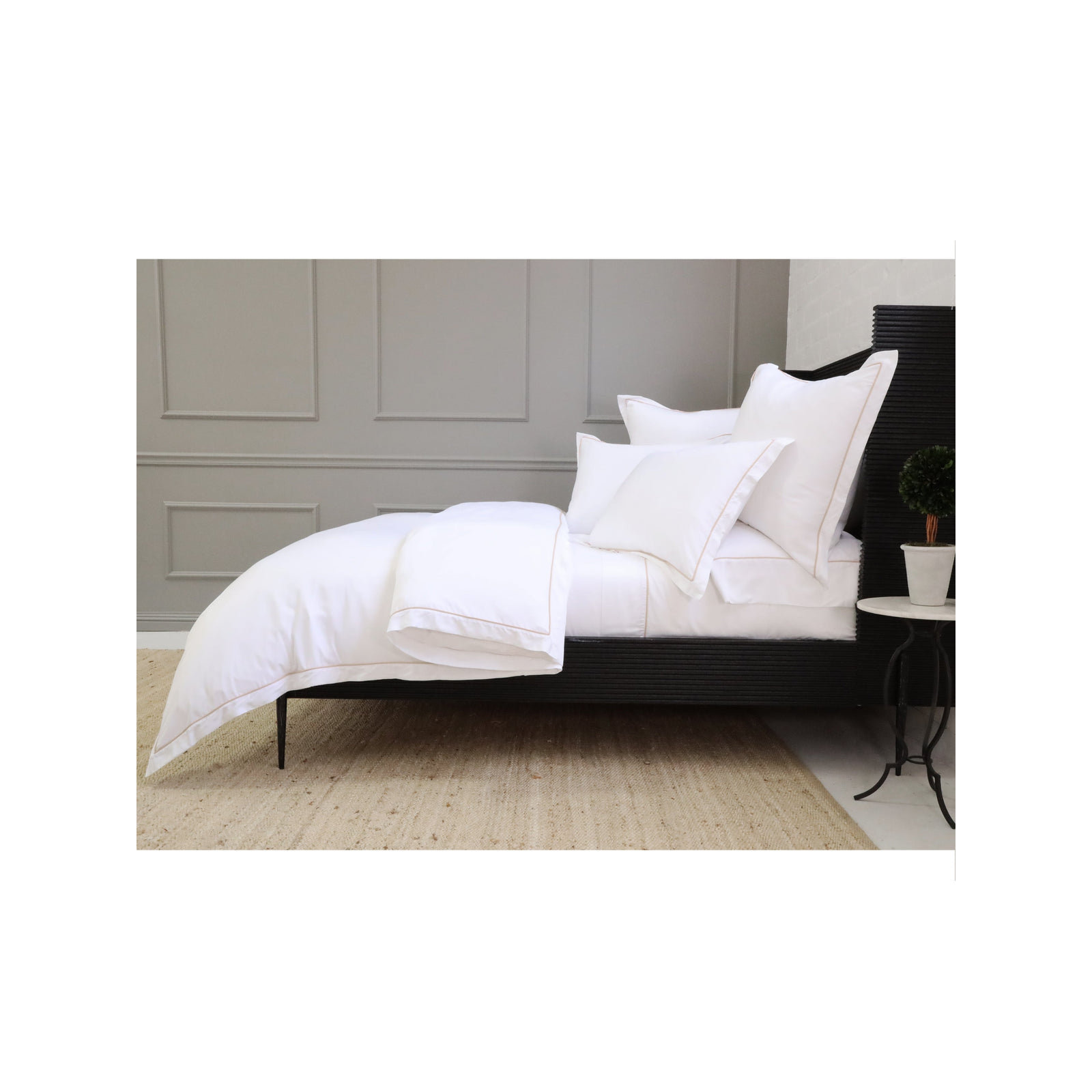 Sheena Rayon From Bamboo Sham Set, White/Sand