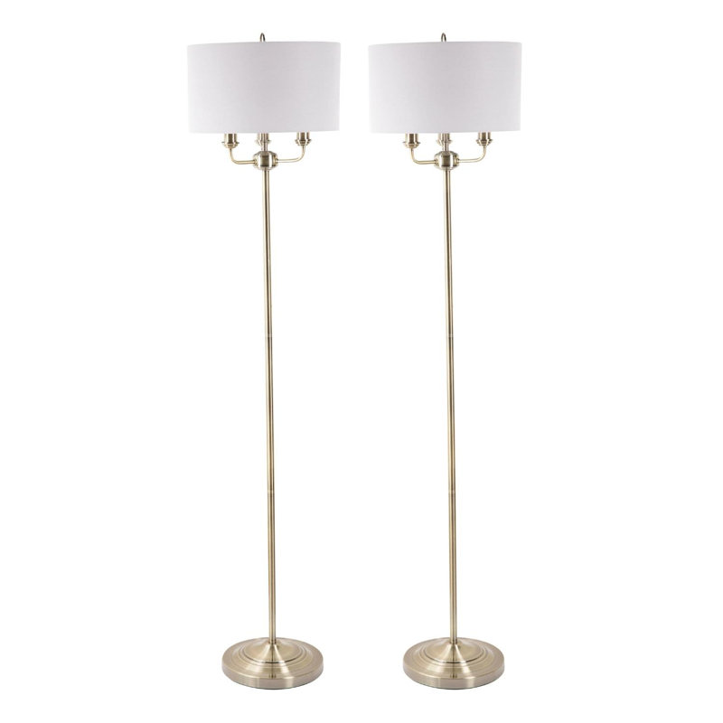 Larock 154cm Standard Floor Lamp Set, Antique Brass, Grey