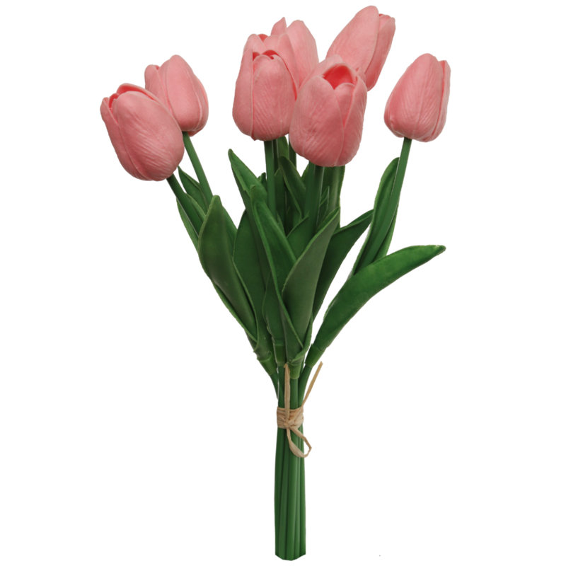 12 Pack Artificial Pink Tulip Flowers 13" – 9-stem Tulip Bundle