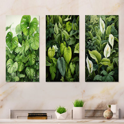 Meticulously Tropical Botanical Plants - Plants Wall Art Living Room Set Of 3