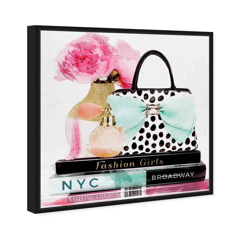 «My Girly Essentials Square Essentials», impression, Cadre noir, H 20 po x l 20 po