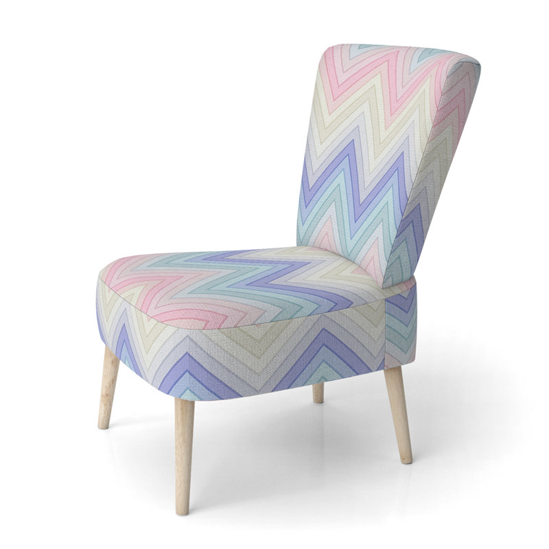 Multicolor Horizontal Chevron - Upholstered Patterned Accent Side Chair