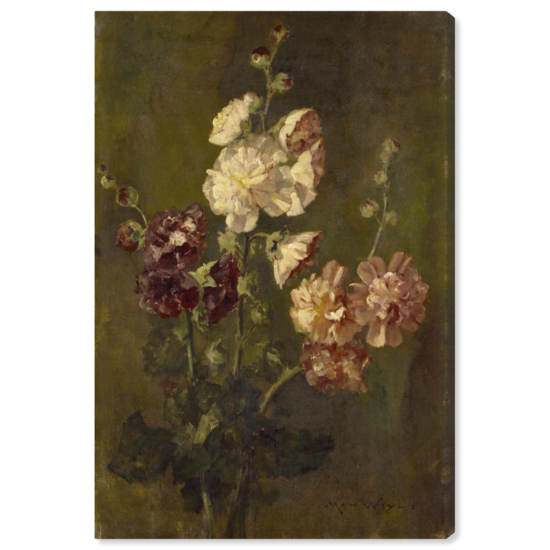 Art mural Max Weyl - Hollyhocks, Toile tendue, H 15 po x l 10 po
