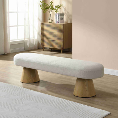 Banc de salle à manger pour la salle à manger, banc de chambre à coucher tapissé à l'extrémité du lit, repose-pieds Boucle pour le salon, pieds en bois avec tabouret de 64 po et capacité de poids de 300 lb