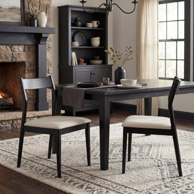 Upholstered Seat Dining Chair With Solid Wood Legs, Hollowed Back Side Chair For Dining Room/Kitchen