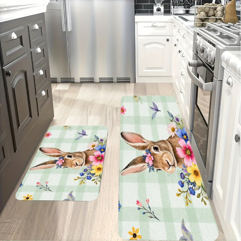 Ensemble de 2 tapis de cuisine Floral Bunny
