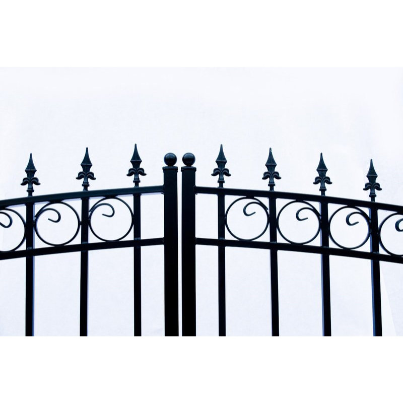 Prague Style Black Steel Dual Swing Driveway Gate 14x6 Feet