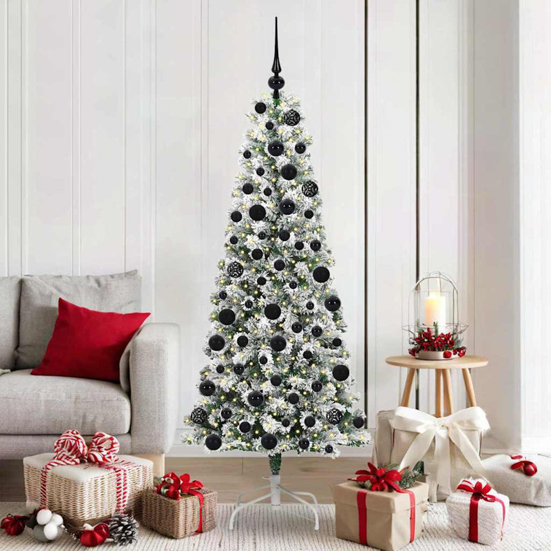 Artificial Hinged Christmas Tree Green and white, 5.91 ft