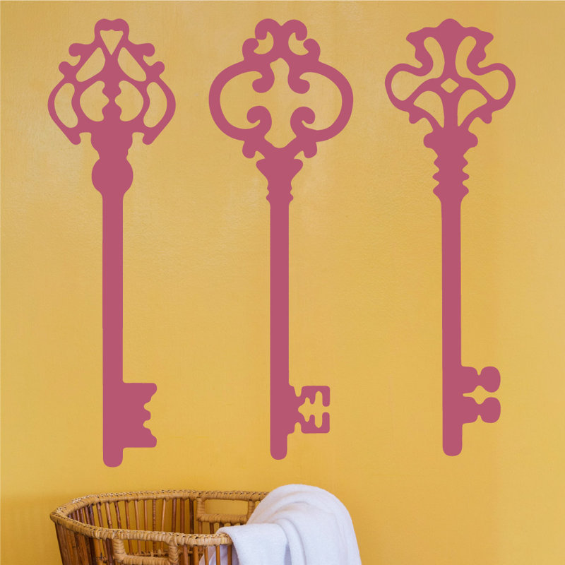 Décalcomanie murale clés squelettes, H 45 po x l 46 po x P 0,01 po, Rouge à lèvres