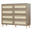 Commode double en rotin avec 8 tiroirs, 47,2 po de largeur pour chambre à coucher, salon, couloir, naturel