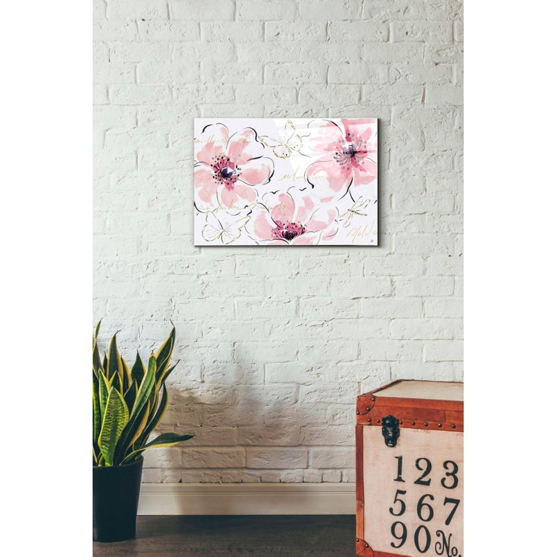 «Simply Pink I» par Daphne Brissonet, art mural en verre acrylique, L 24 po x H 16 po