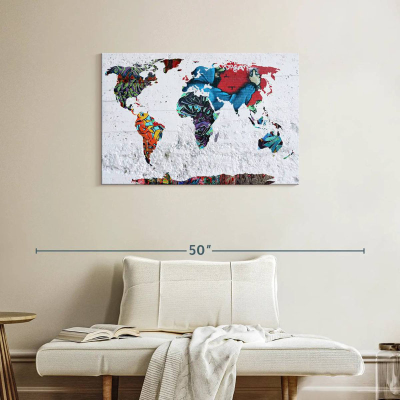 Aliaz Map Graffiti, 24" H x 36" W
