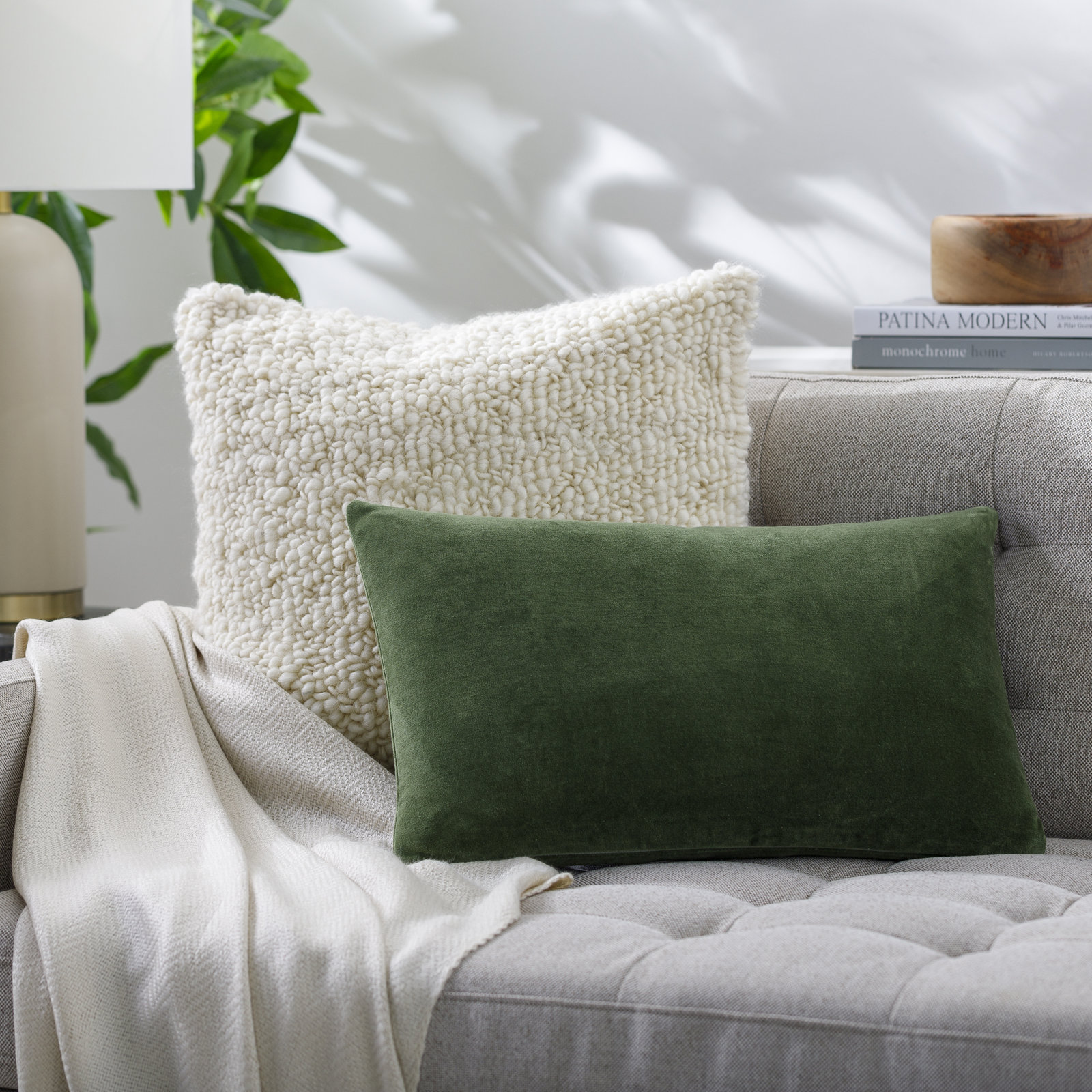 Catana Cotton Lumbar Rectangular Pillow, 13" x 20", Pillow Cover Only - No Insert, Green