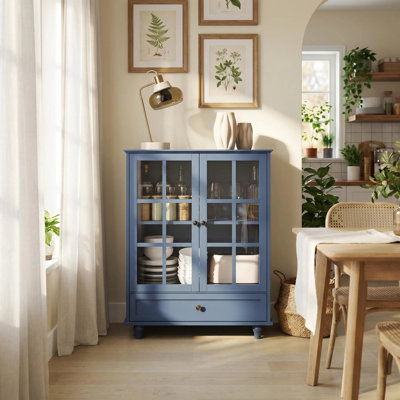 Garde-manger de 38 po avec armoires de rangement modernes H 38 po, avec portes et tiroir en verre double