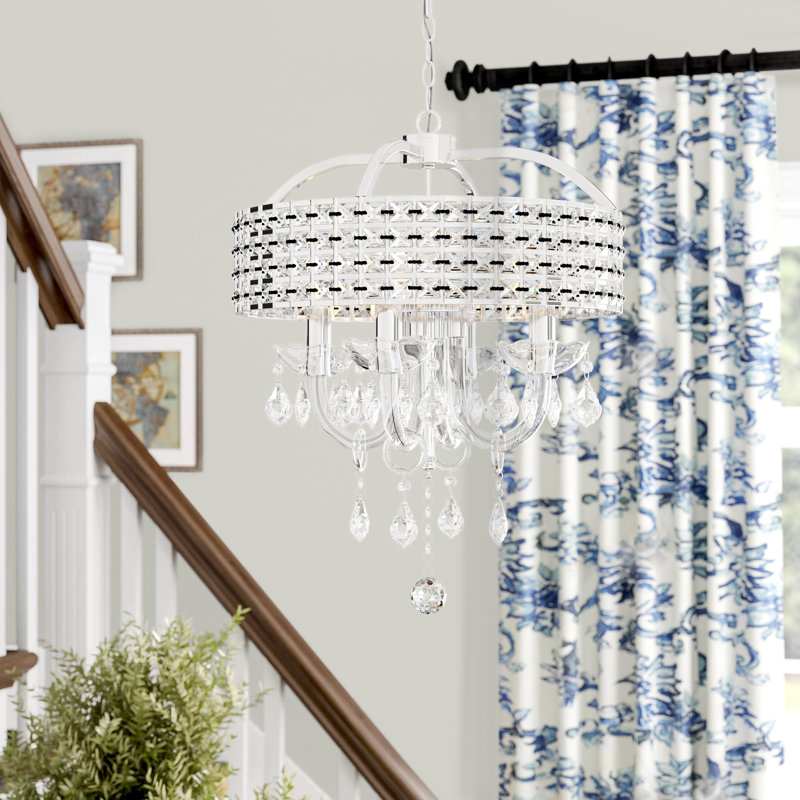 Lustre en cristal 4 lumières Barkell, Chrome