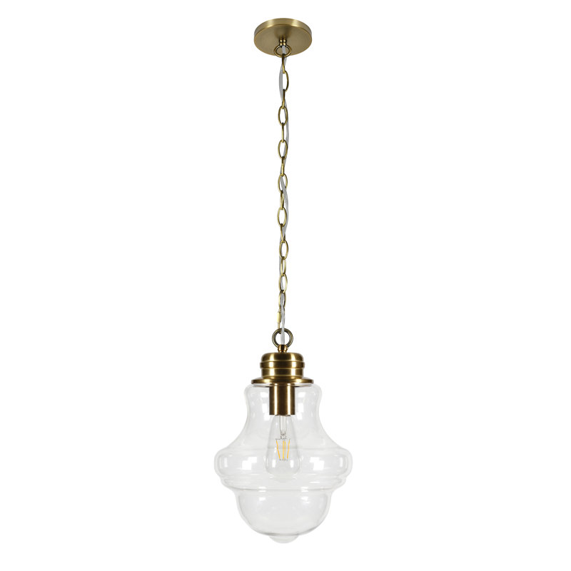 Annie 1 - Light Single Pendant, Clear Glass, Brushed Brass