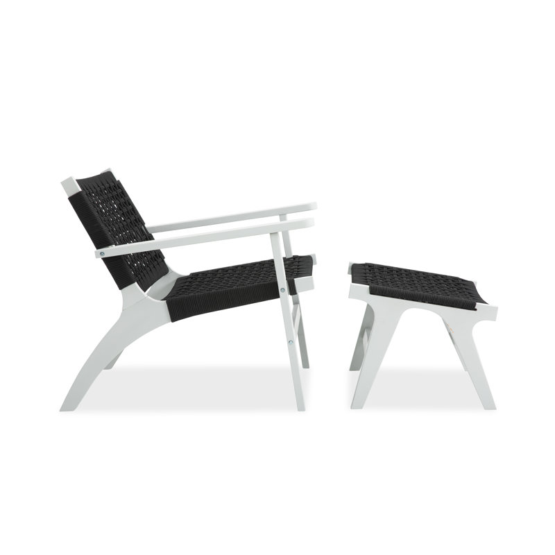 Chaise longue de patio en bois massif avec repose-pieds, Gris