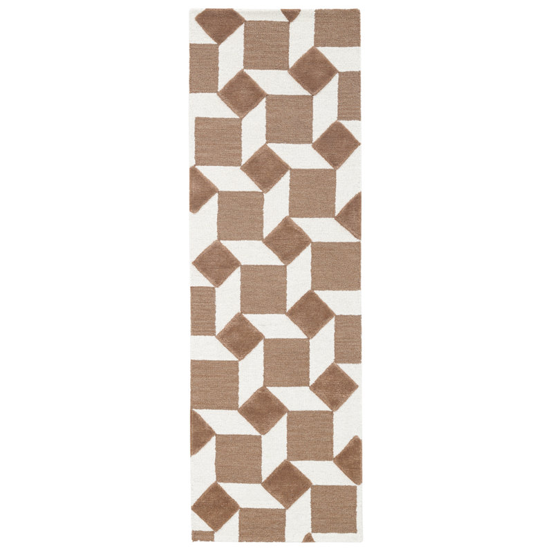 Woodcliff Hand Tufted Wool Geometric Indoor Rug, Rectangle 2'6" x 8'
