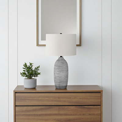 Tiana Table Lamp with Ivory/Cherry Shade and Grey Resin, 26.86'' H X 14.73'' W X 14.78'' D