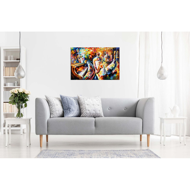 Bottle Jazz By Leonid Afremov - Wrapped Canvas Print, 20cm H x 31cm W