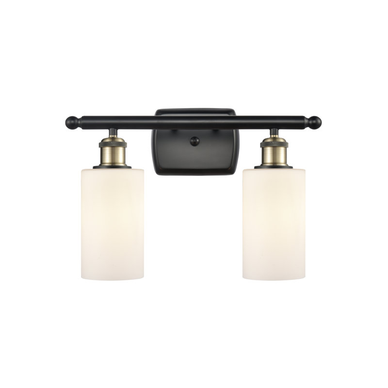 Mallette 2 - Light Dimmable Vanity Light, 60 Watt Vintage Incandescent Bulb, Matte White, Black Antique Brass