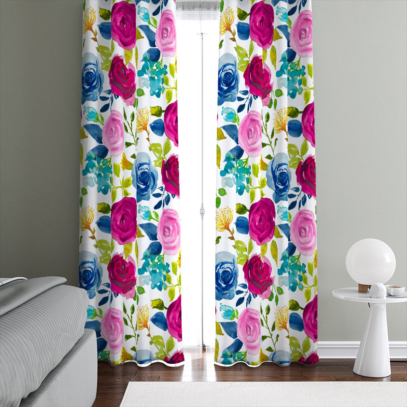 Panneaux de rideaux semi-transparents à motif floral, L 20 po x L 52 po