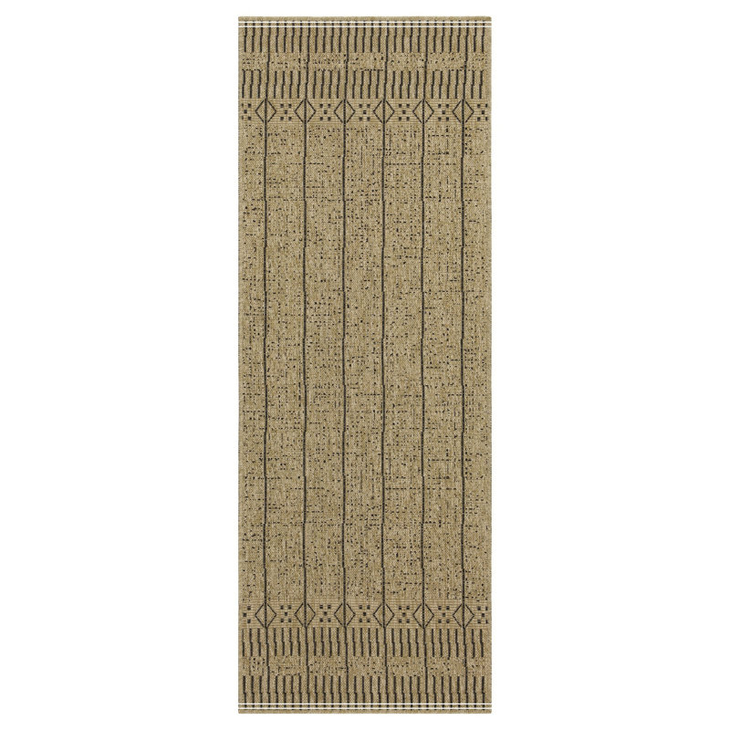 Jute/Black Indoor/Outdoor Area Rug, Runner 2'7" x 7'3"
