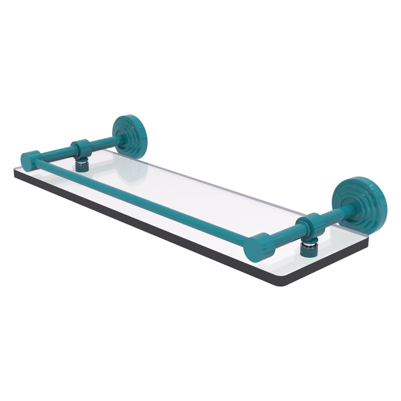 Tablette en verre trempé Walburga, H 3 po x l 16 po x P 5 po, Bleu sarcelle Glokzin