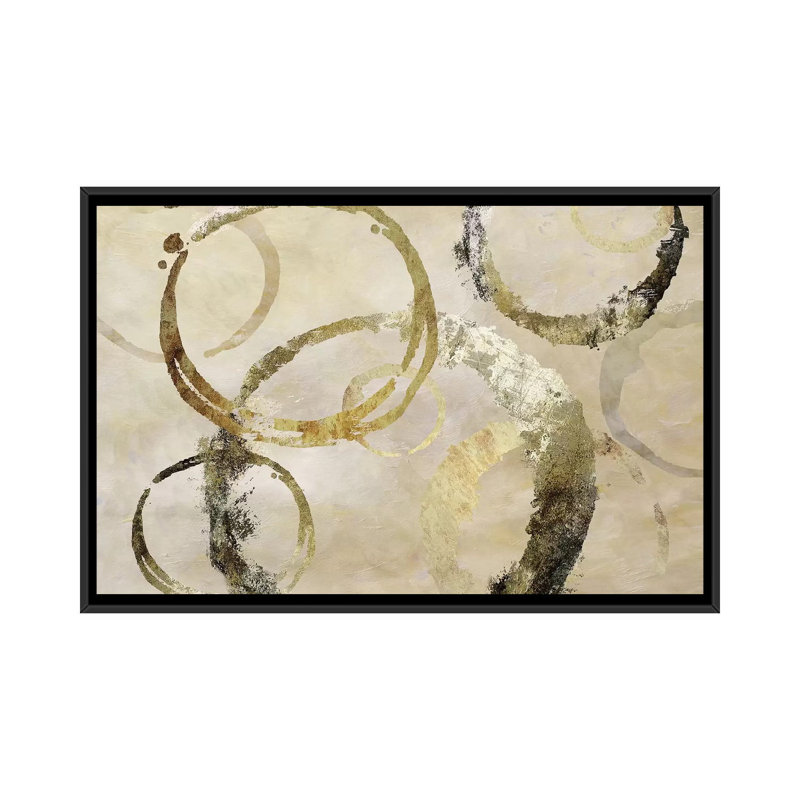 « golden rings », impression sur toile, H 18 po x l 26 po x P 1,5 po, Toile avec cadre noir, Pas de tapis
