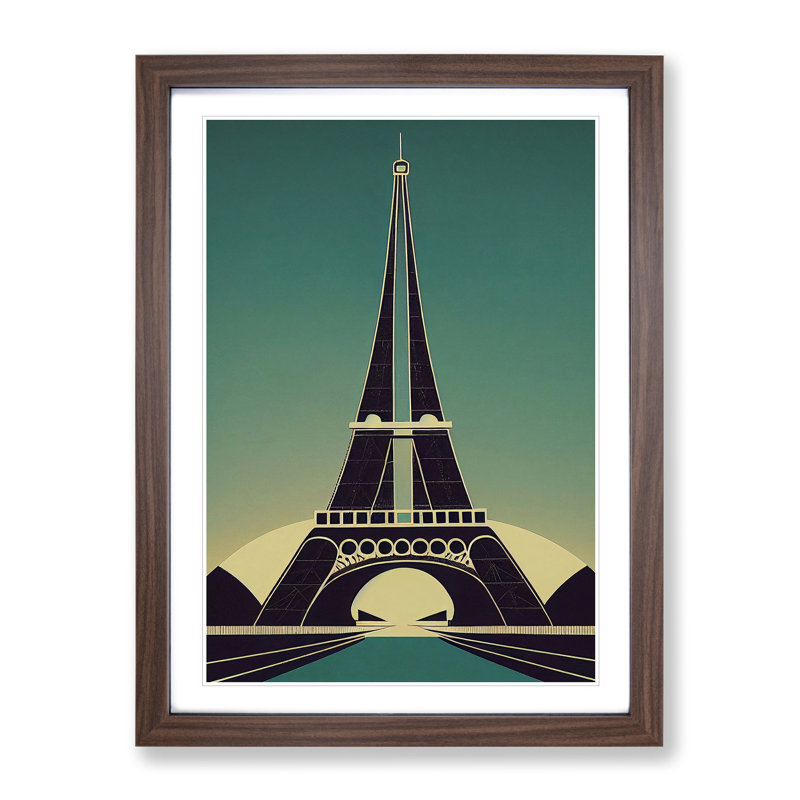 XV1022-713X Art Deco Eiffel Tower No.4 - Single Picture Frame Print, 34cm H x 25cm W, Brown